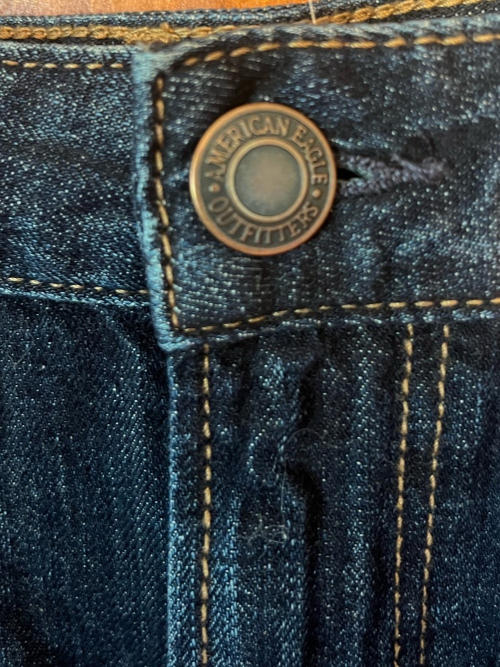 American Eagle Dark Wash Denim Jean Cutoff Shorts Raw Hem Size 16 - Picture 3 of 9